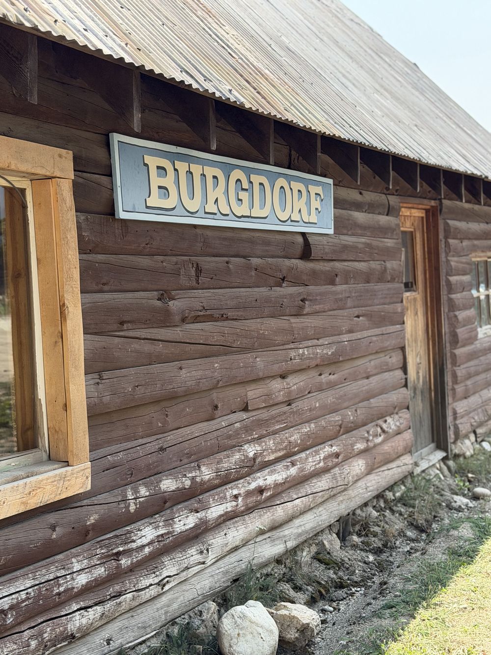 Historic Burgdorf cabin sign, Idaho backcountry