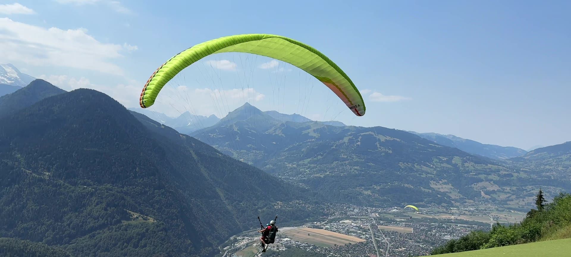 Paragliding above the French Alps near Passy
